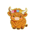 Highland Cow with a Flower Crown Pin