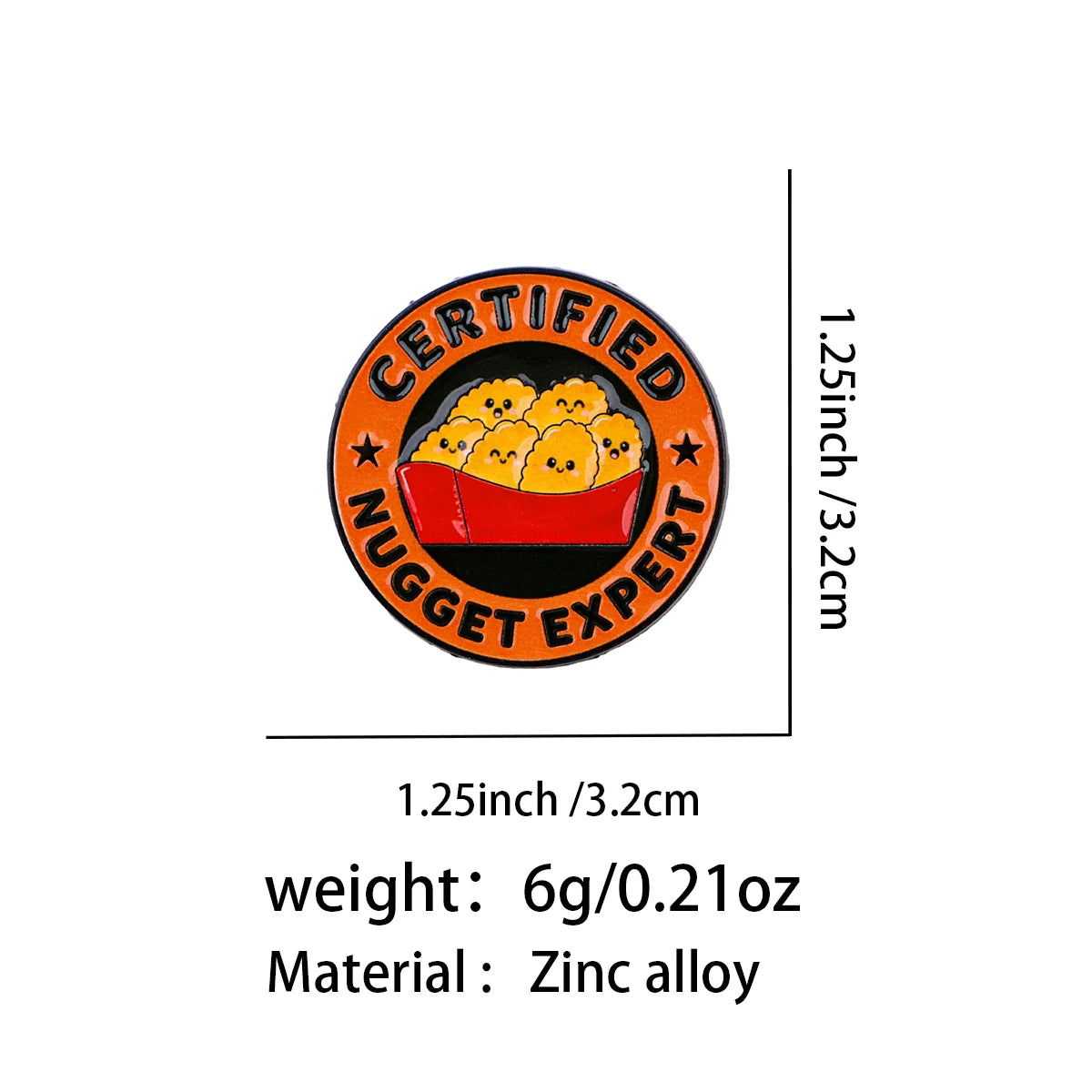 Certified Nugget Expert Pin - size and dimensions