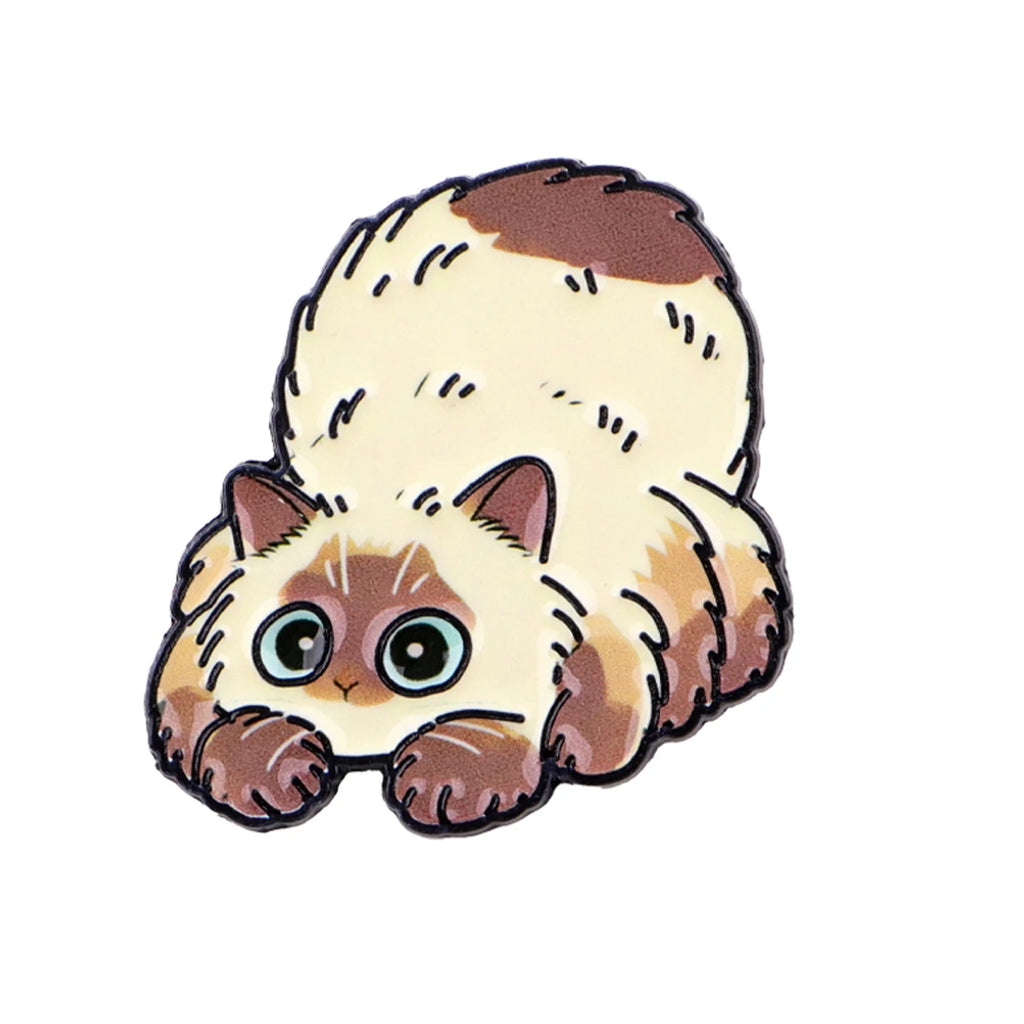Fluffy Stretching Cat Pin