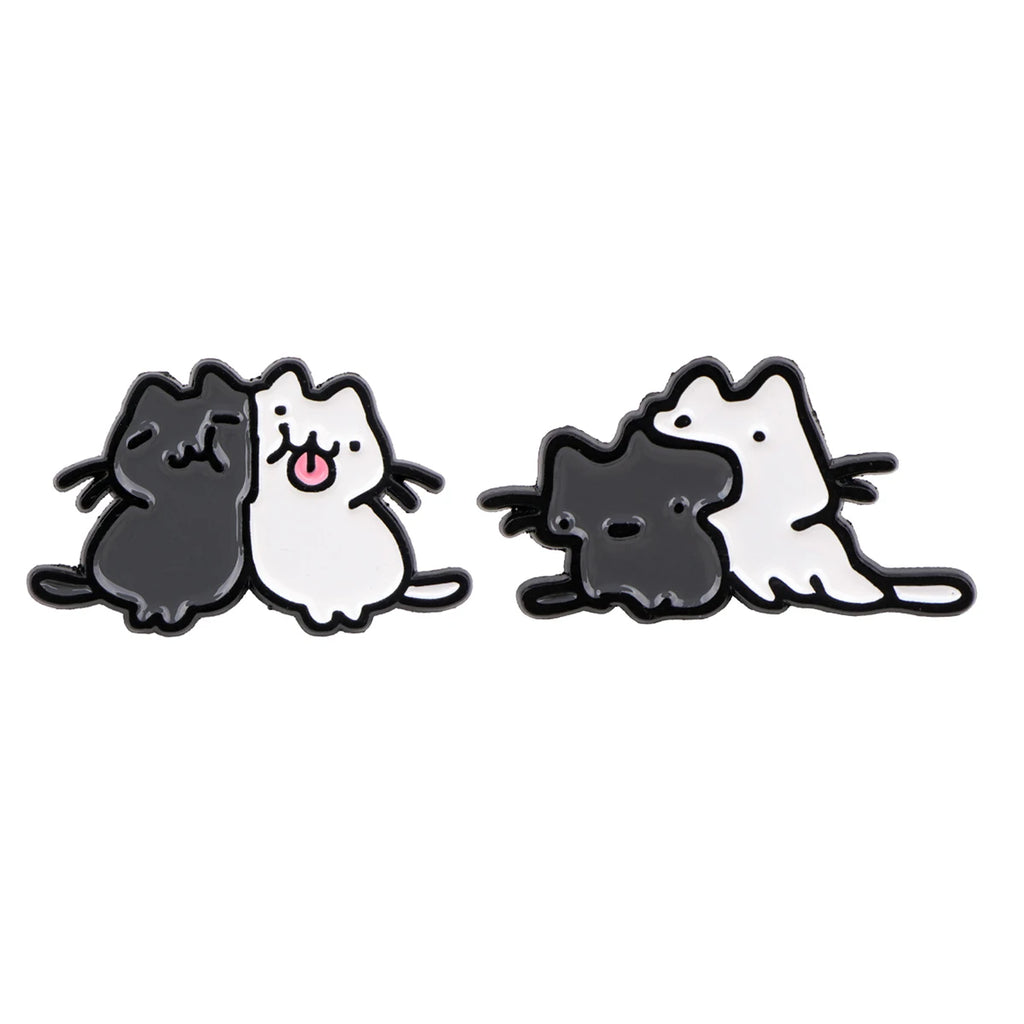 Schwarz-weiße Katzen-Kuschel-Pins