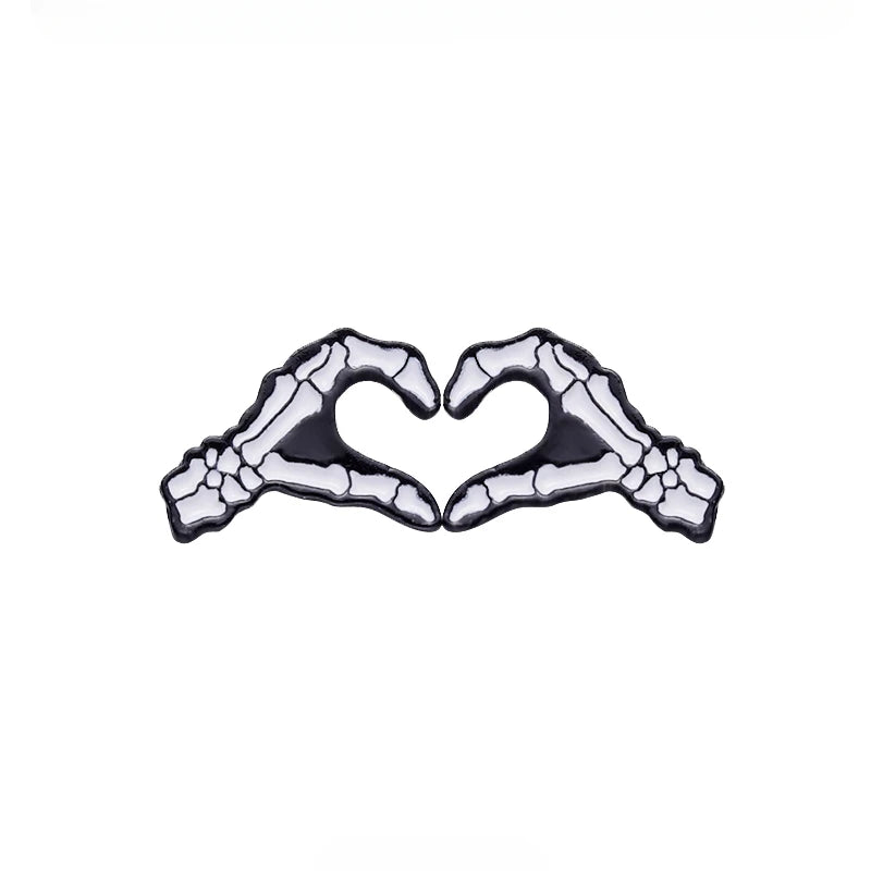 Skeleton Heart Hands Pin