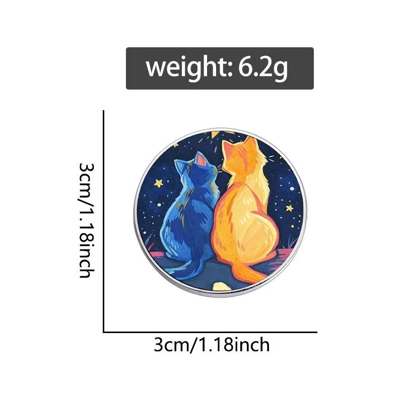 Starry Sky Couple Cats Pins
