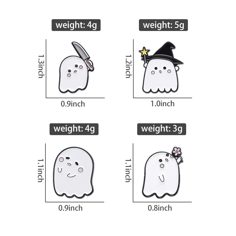 Cute White Ghost Pins