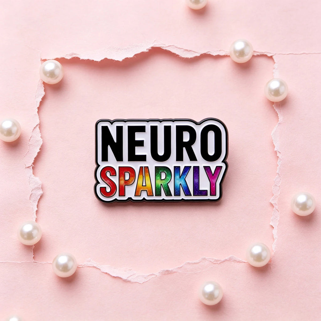 NEURO SPARKLY Enamel Pin Rainbow Brooch Pines Lapel Pins Badge on Backpack Clothing Accessories Fashion Jewelry Friends Gifts