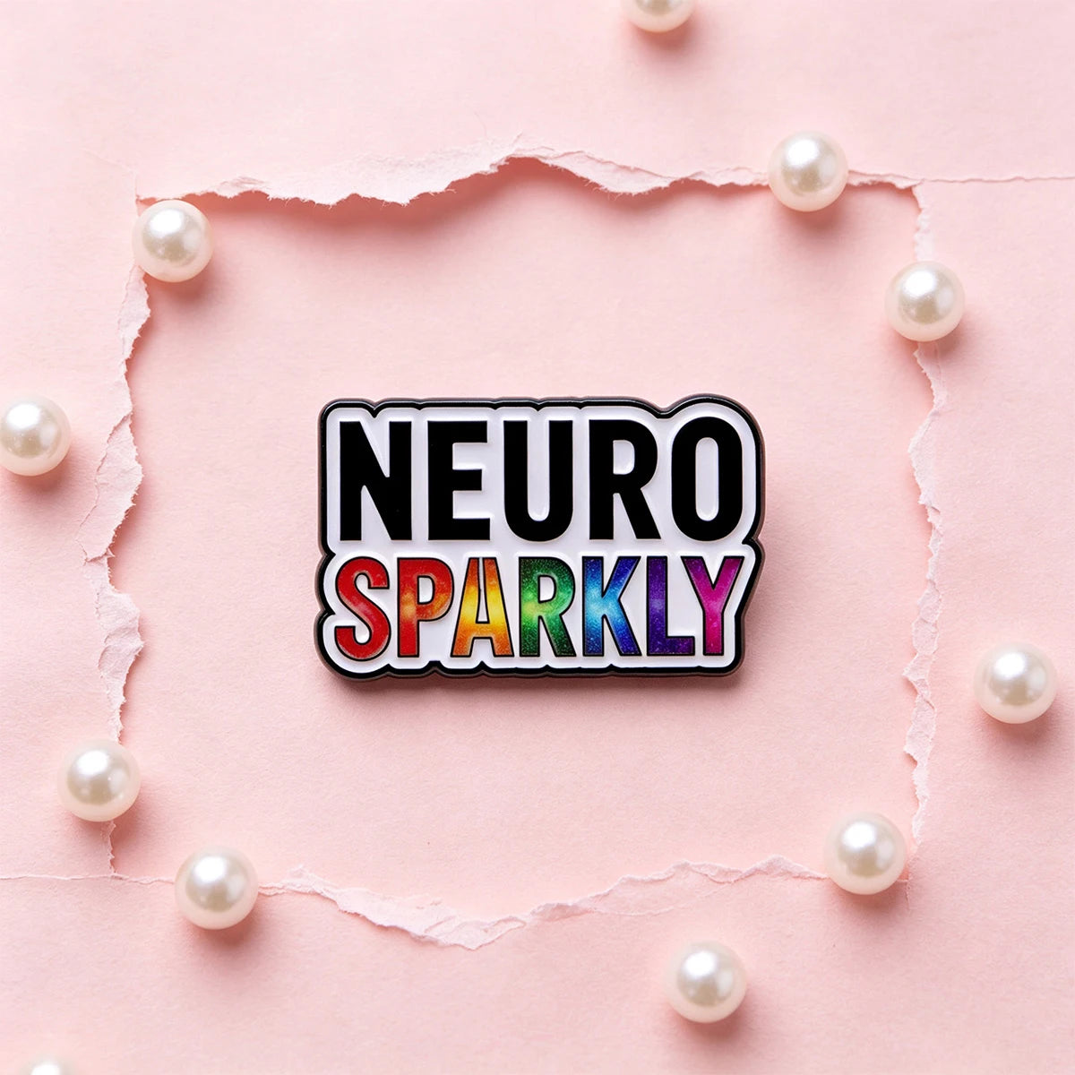 NEURO SPARKLY Enamel Pin Rainbow Brooch Pines Lapel Pins Badge on Backpack Clothing Accessories Fashion Jewelry Friends Gifts