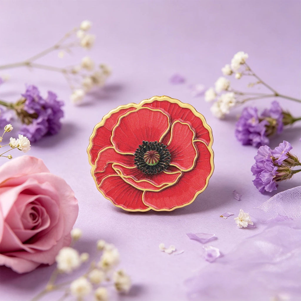Red Flowers Enamel Pin Poppy Brooch Pines Lapel Pins Badge on Backpack Clothing Accessories Fashion Jewelry Friends Gifts