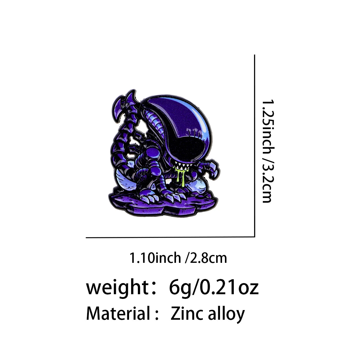Purple Xenomorph-Inspired Alien Pin