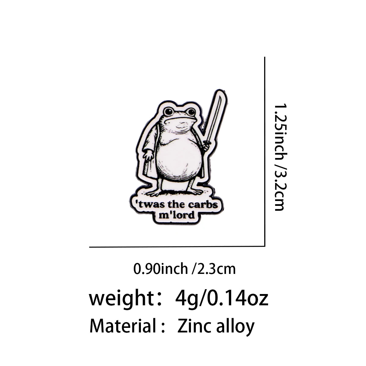 Twas the Carbs M'lord Funny Medieval Frog Pin