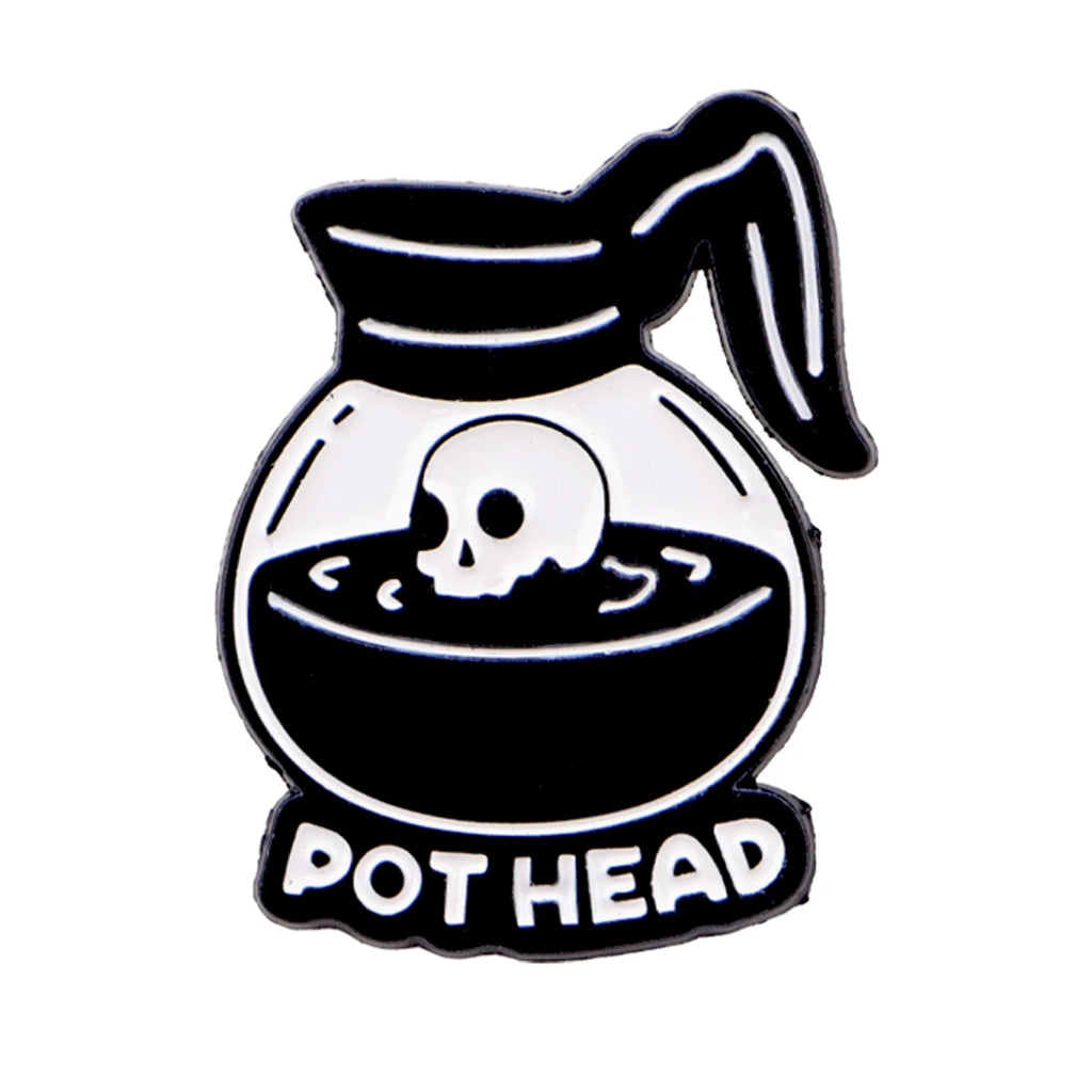 Pot Head Skull Coffee Pot Pin