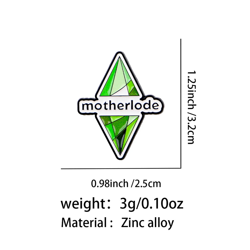 Motherlode Green Plumbob Pin - size and dimensions
