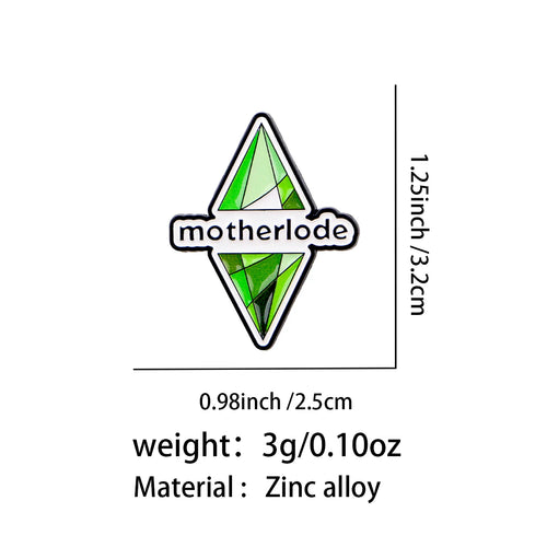 Motherlode Green Plumbob Pin - size and dimensions