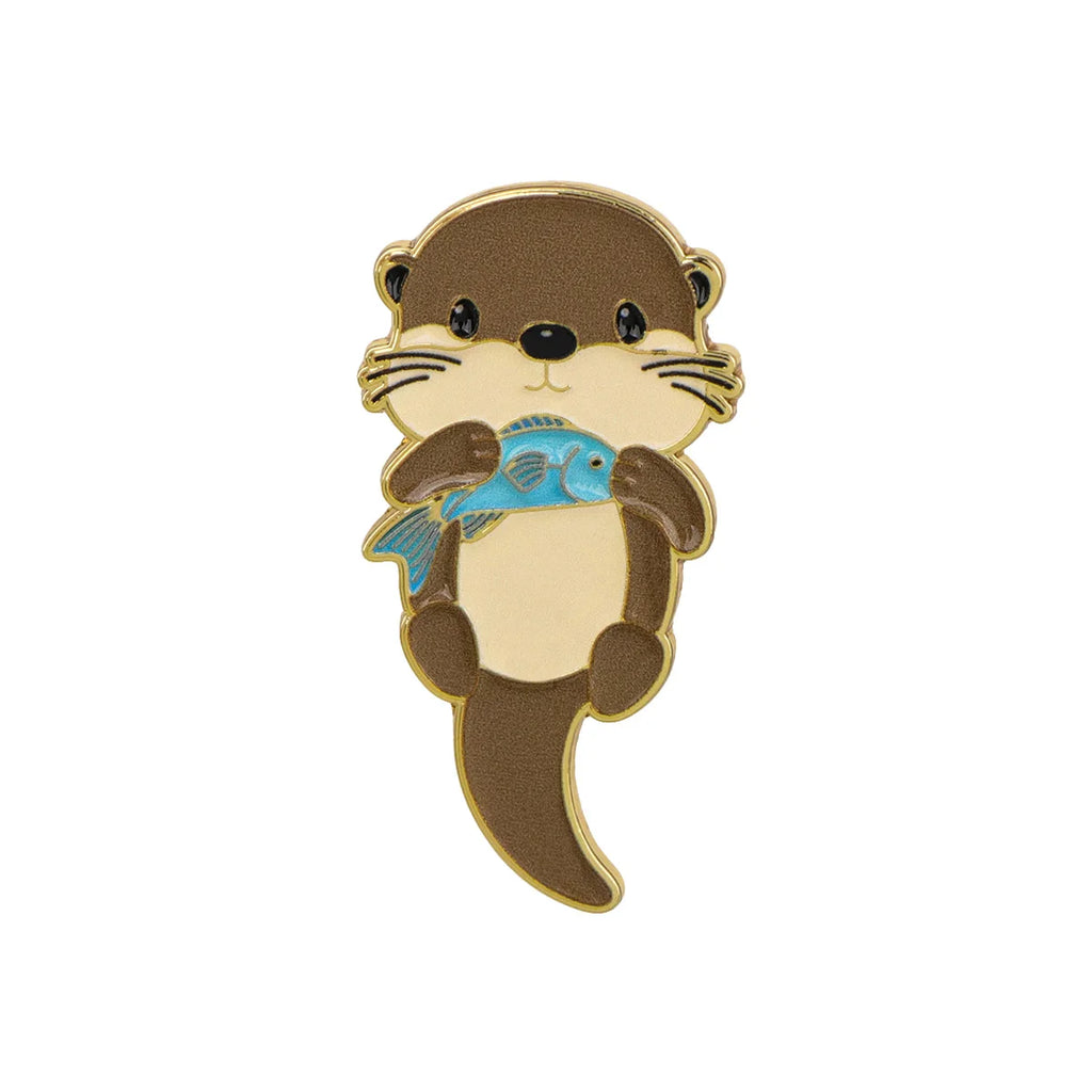 Little Otter Holding a Fish Pin