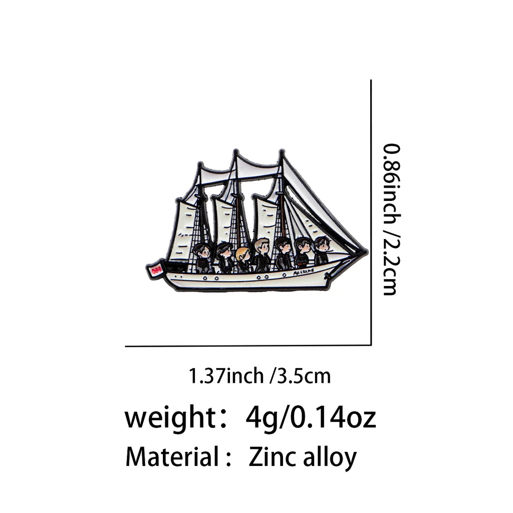 Anstecknadel Segelschiff & Mannschaft