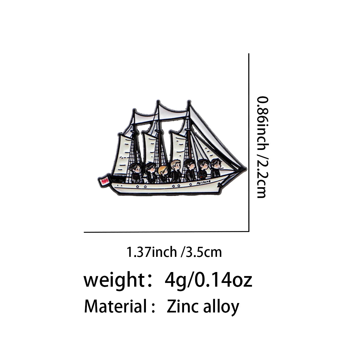 Anstecknadel Segelschiff & Mannschaft
