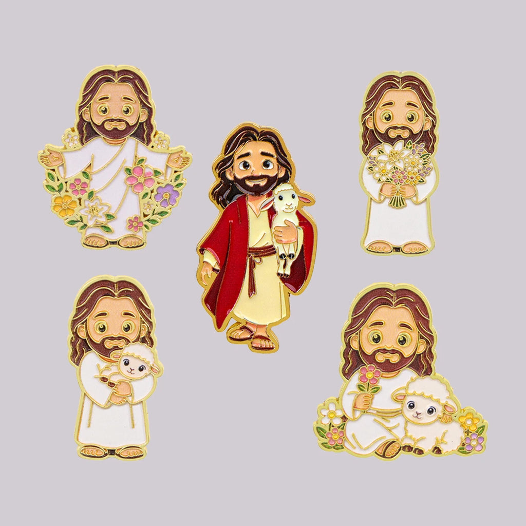 Jesus & Sheep Enamel Pin Cartoon Brooch Pines Lapel Pins Badge on Backpack Clothing Accessories Fashion Jewelry Friends Gifts
