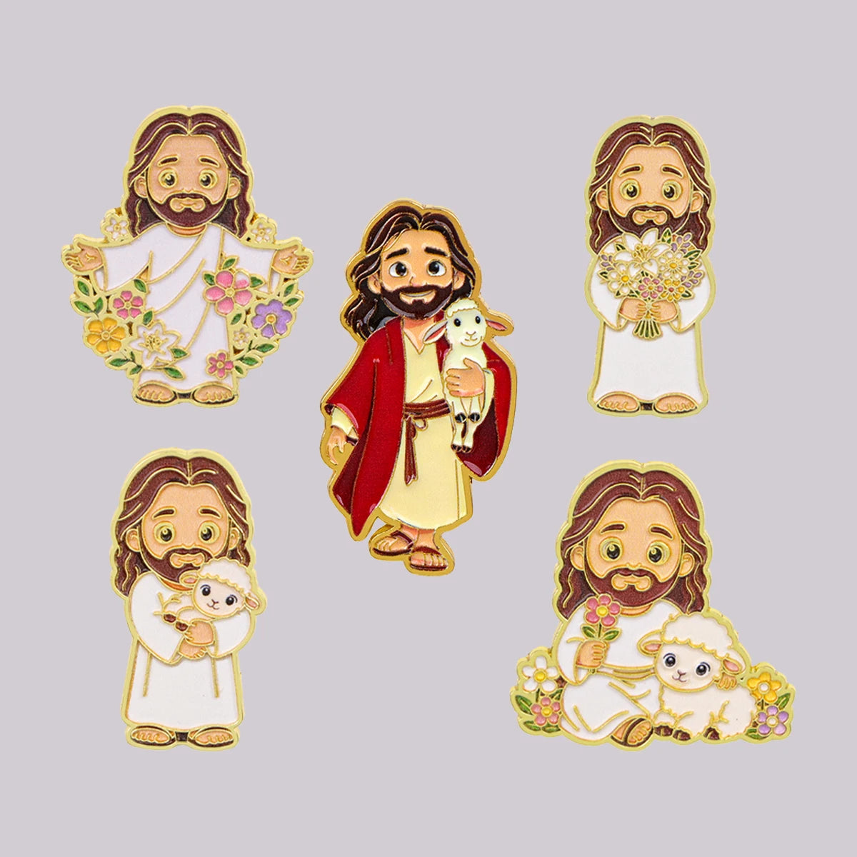 Jesus & Sheep Enamel Pin Cartoon Brooch Pines Lapel Pins Badge on Backpack Clothing Accessories Fashion Jewelry Friends Gifts