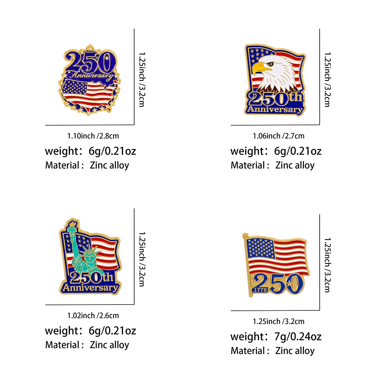 America 250Th Birthday Pin