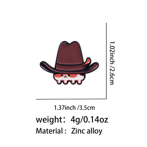 Pin met kat met een oversized cowboyhoed