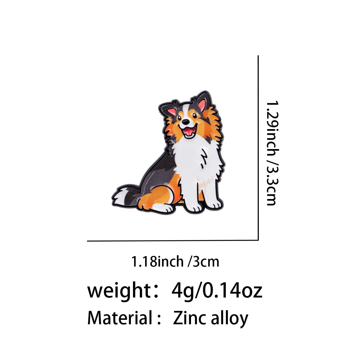 Lächelnder Tricolor Collie Hund Anstecker