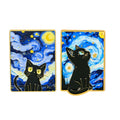 Van Gogh-Inspired Black Cat Pins