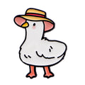 White Goose in a Straw Hat Pin