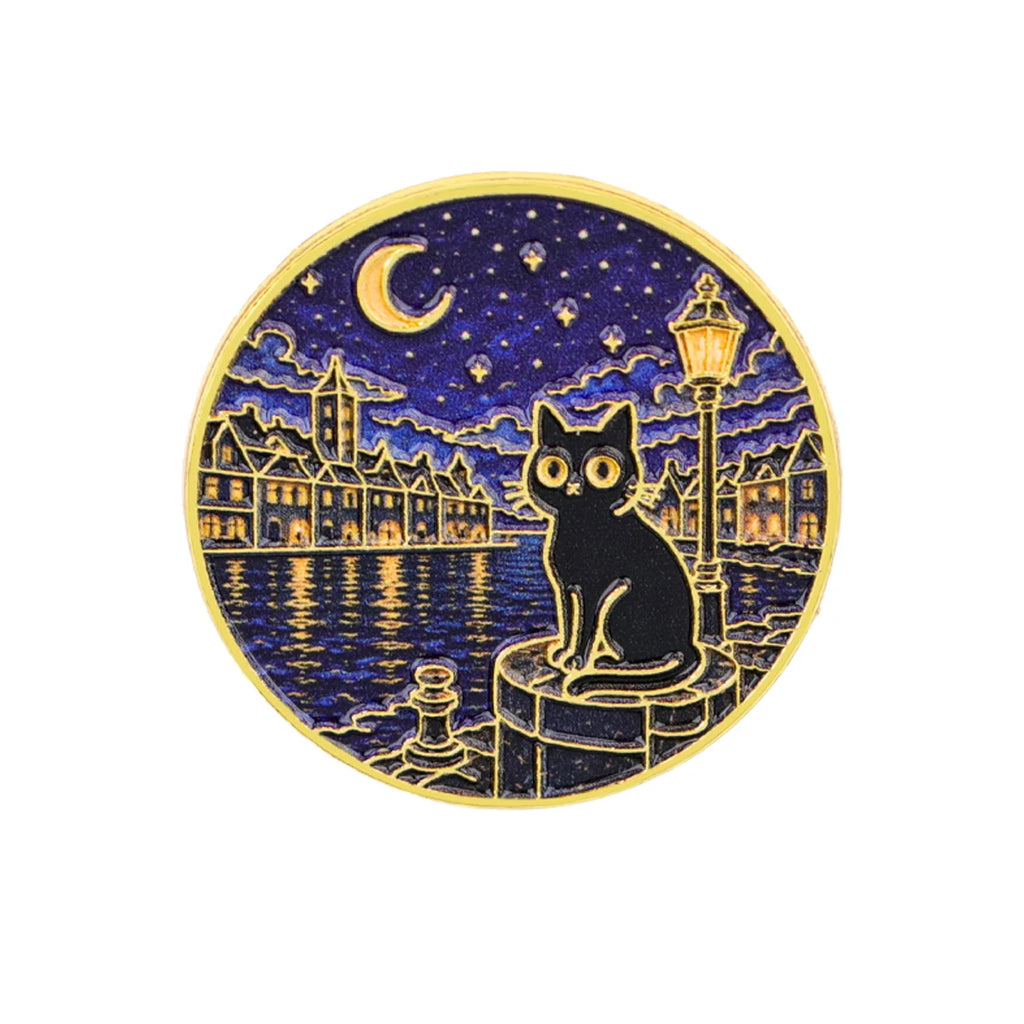 Black Cat Art Scene Pins