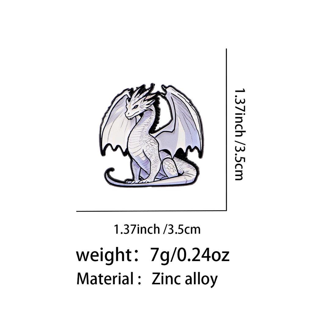White Winged Dragon Pin - size and dimensions