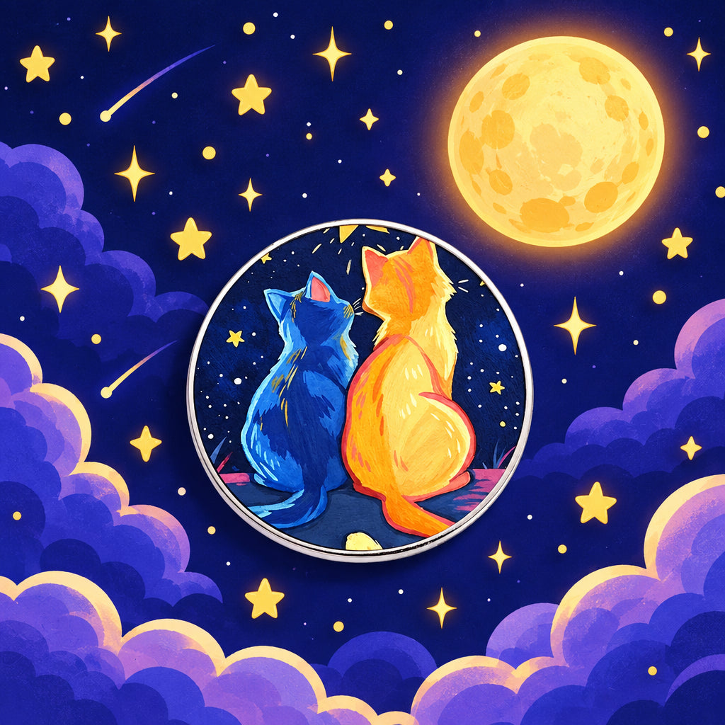 Starry Sky Couple Cats Pins