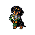 Dachshund with Daisy Bouquet Pin