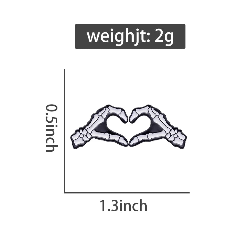 Skeleton Heart Hands Pin