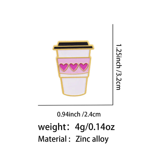 Alfiler de taza de café con corazón rosa