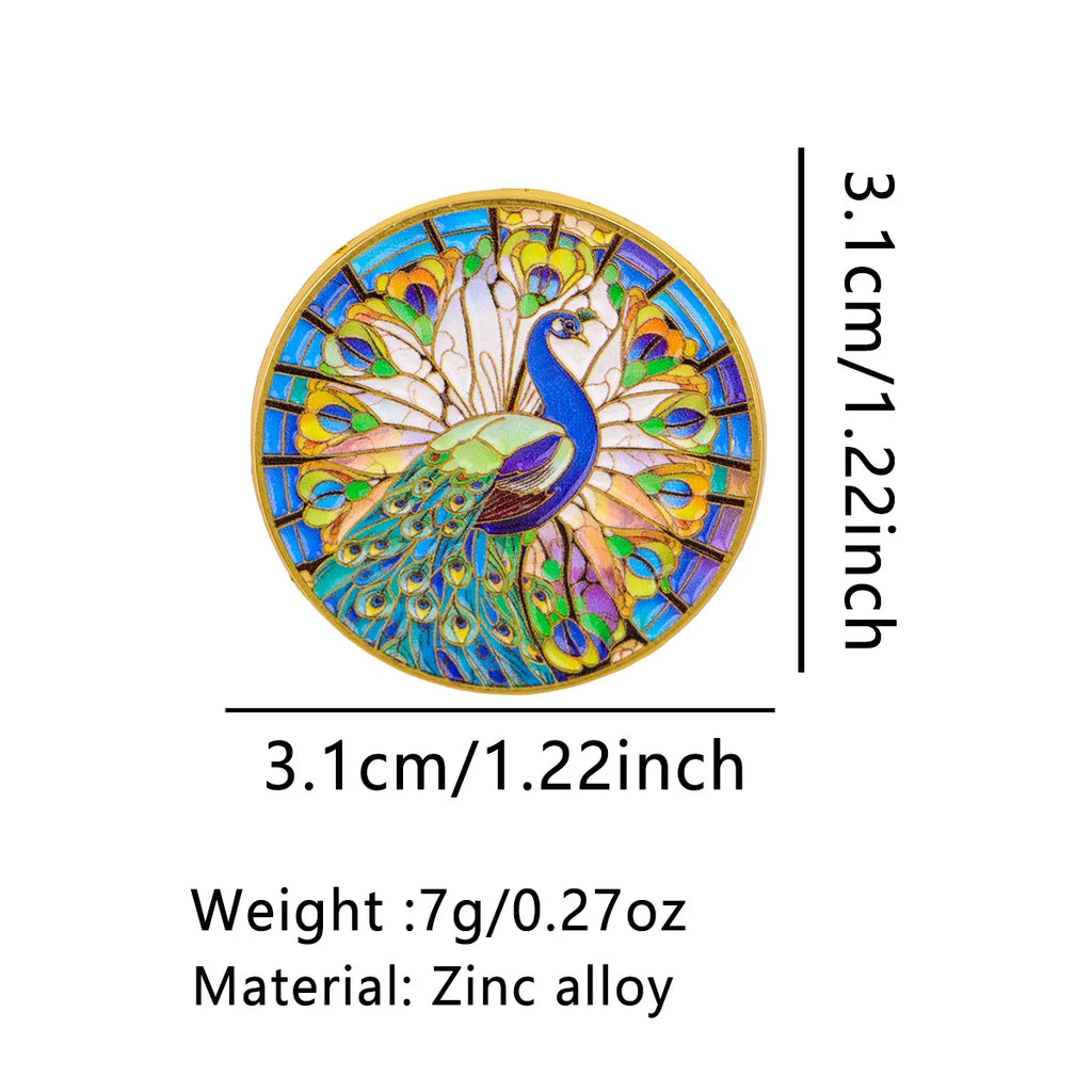 Stained Glass Peacock Pin - size and dimensions