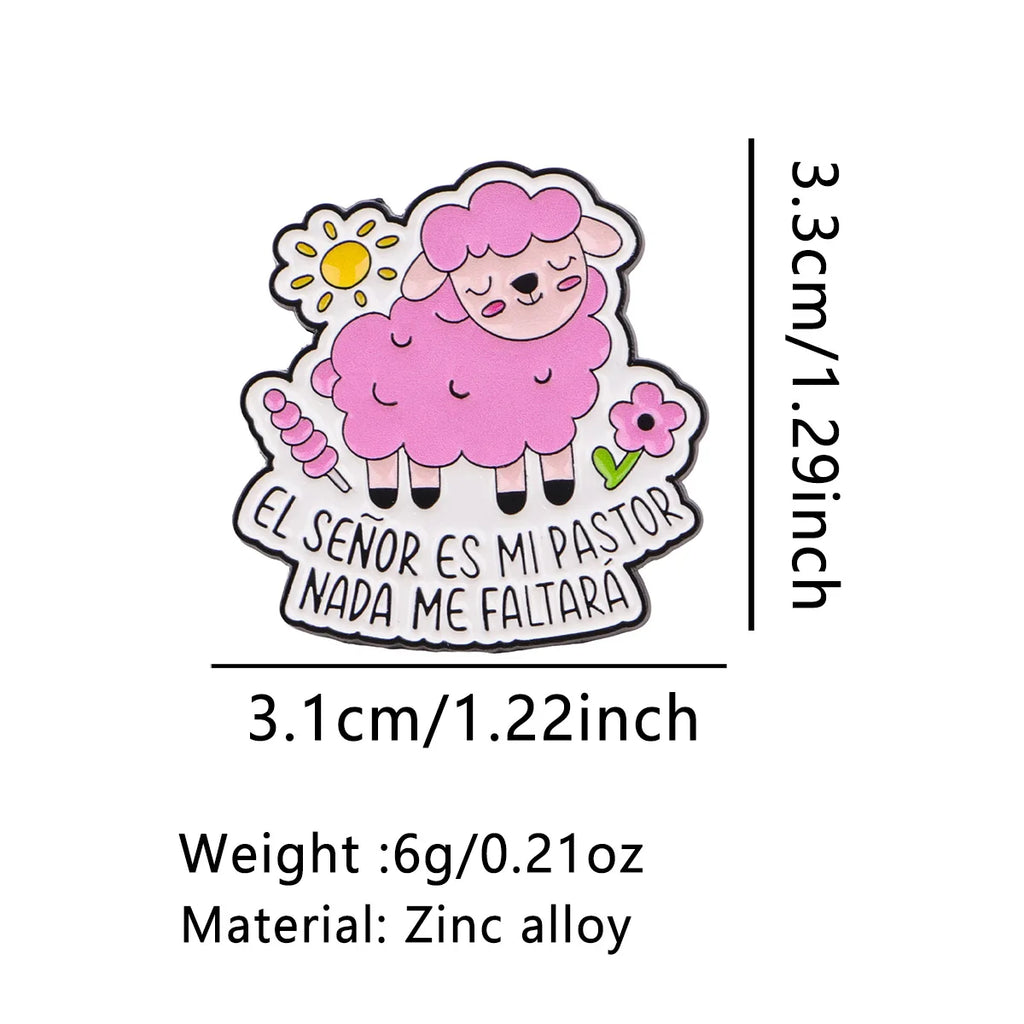 El Senor Es Mi Pastor Pink Sheep Pin - size and dimensions
