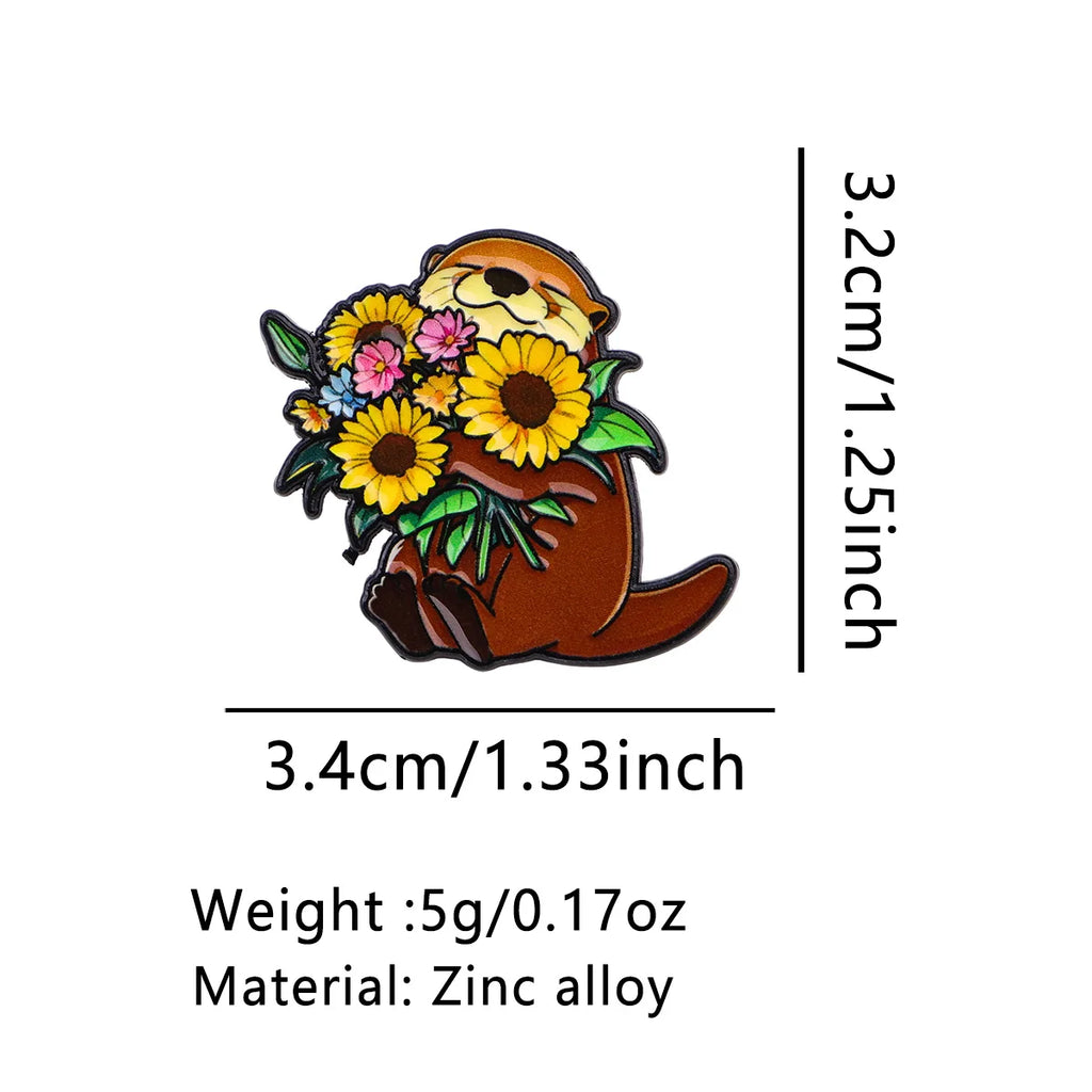 Cute Otter Sunflower Pin