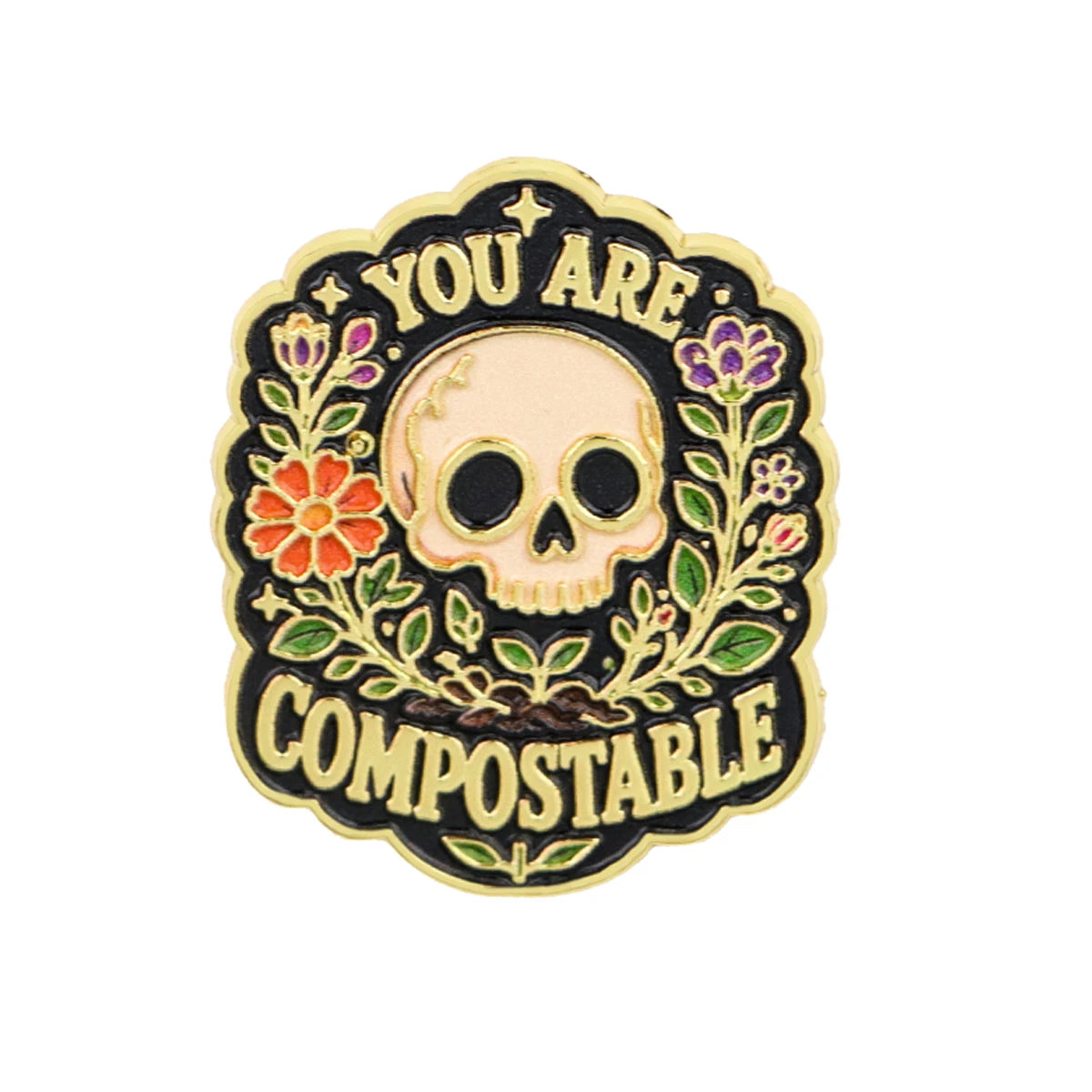 YOU ARE COMPOSTABLE Enamel Pin Skeleton Brooch Lapel Pins Badge on Backpack Clothing Accessories Fashion Jewelry Friends Gifts