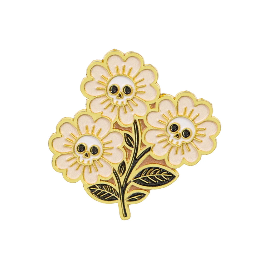 Skull Daisy Bouquet Pin