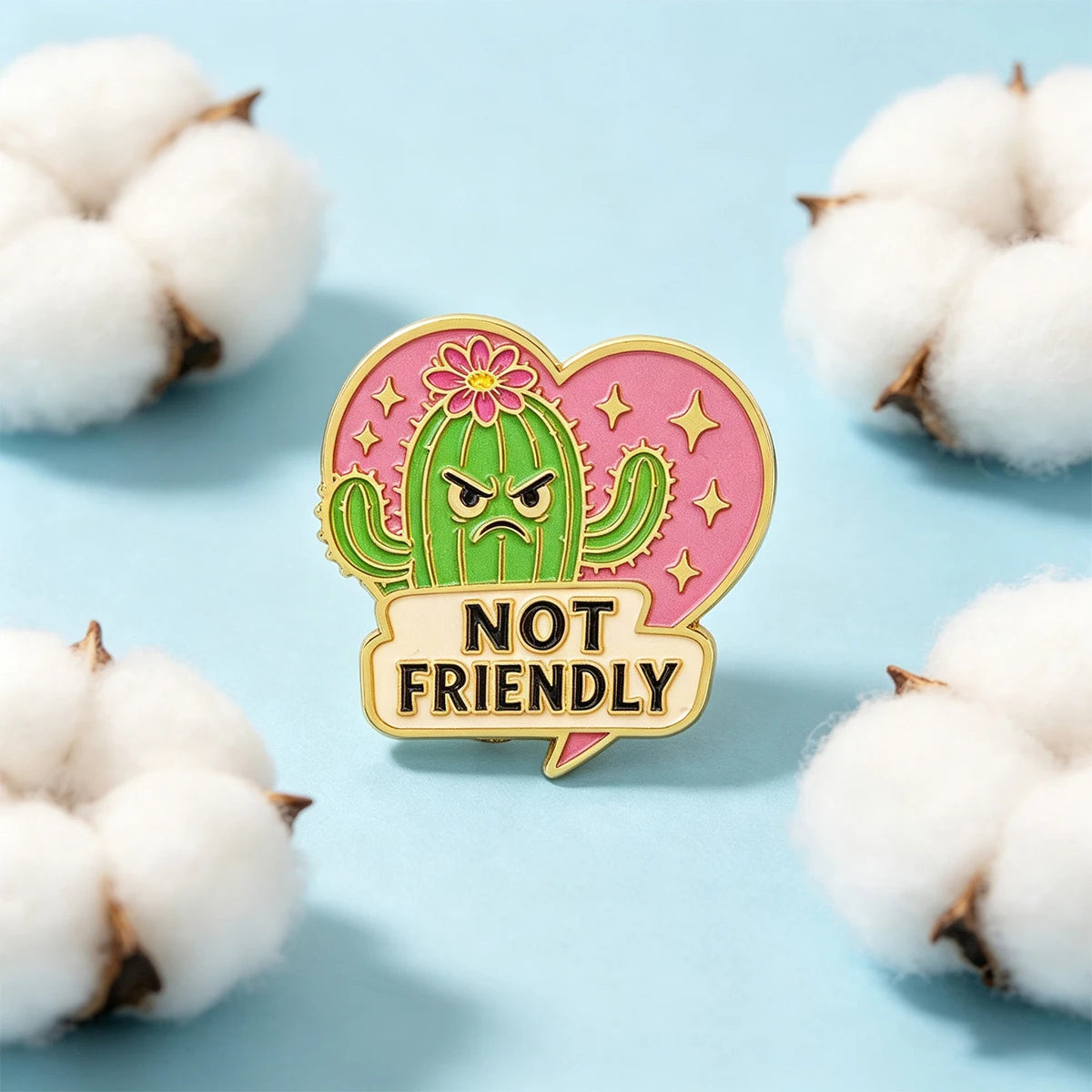 NOT FRIENDLY Enamel Pin Cactus Brooch Pines Lapel Pins Badge on Backpack Clothing Accessories Fashion Jewelry Friends Gifts