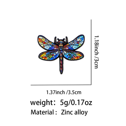 Stained Glass Dragonfly Pin - size and dimensions