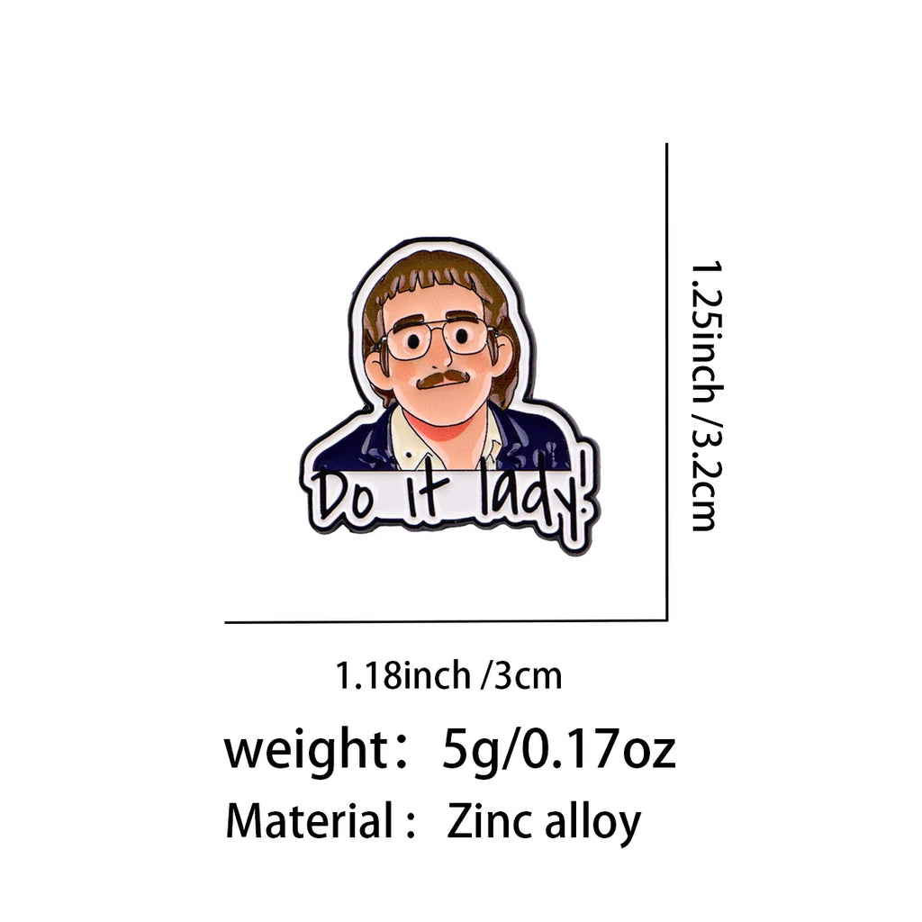Do It Lady Cartoon Portrait Pin - size and dimensions