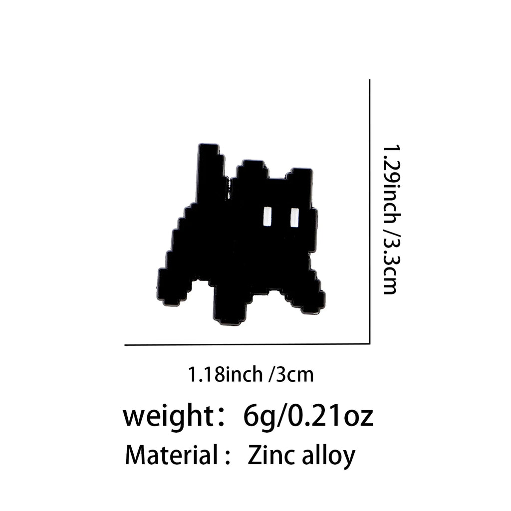 Pixel Black Cat Pin - size and dimensions