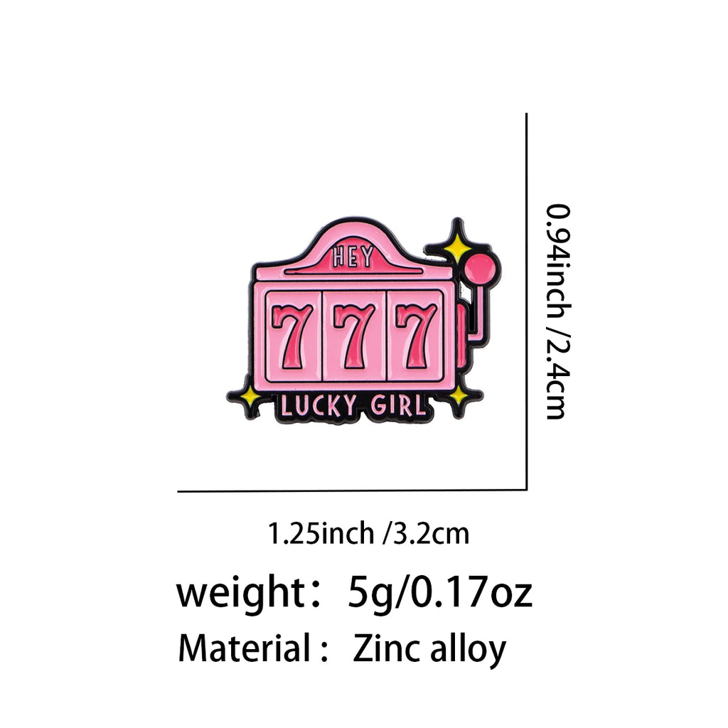 Lucky Girl 777 Slot Machine Pin - size and dimensions