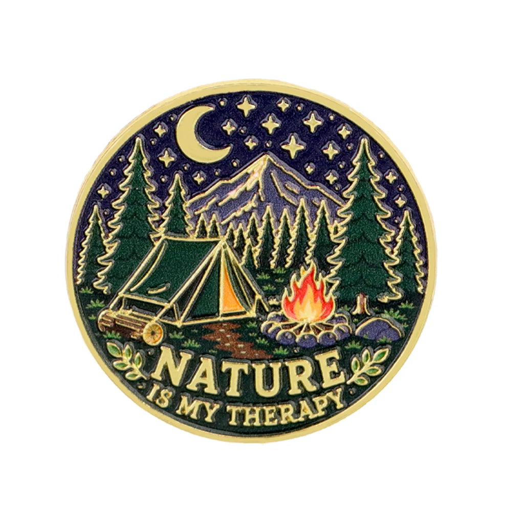 Camping and UFO Night Scene Pins