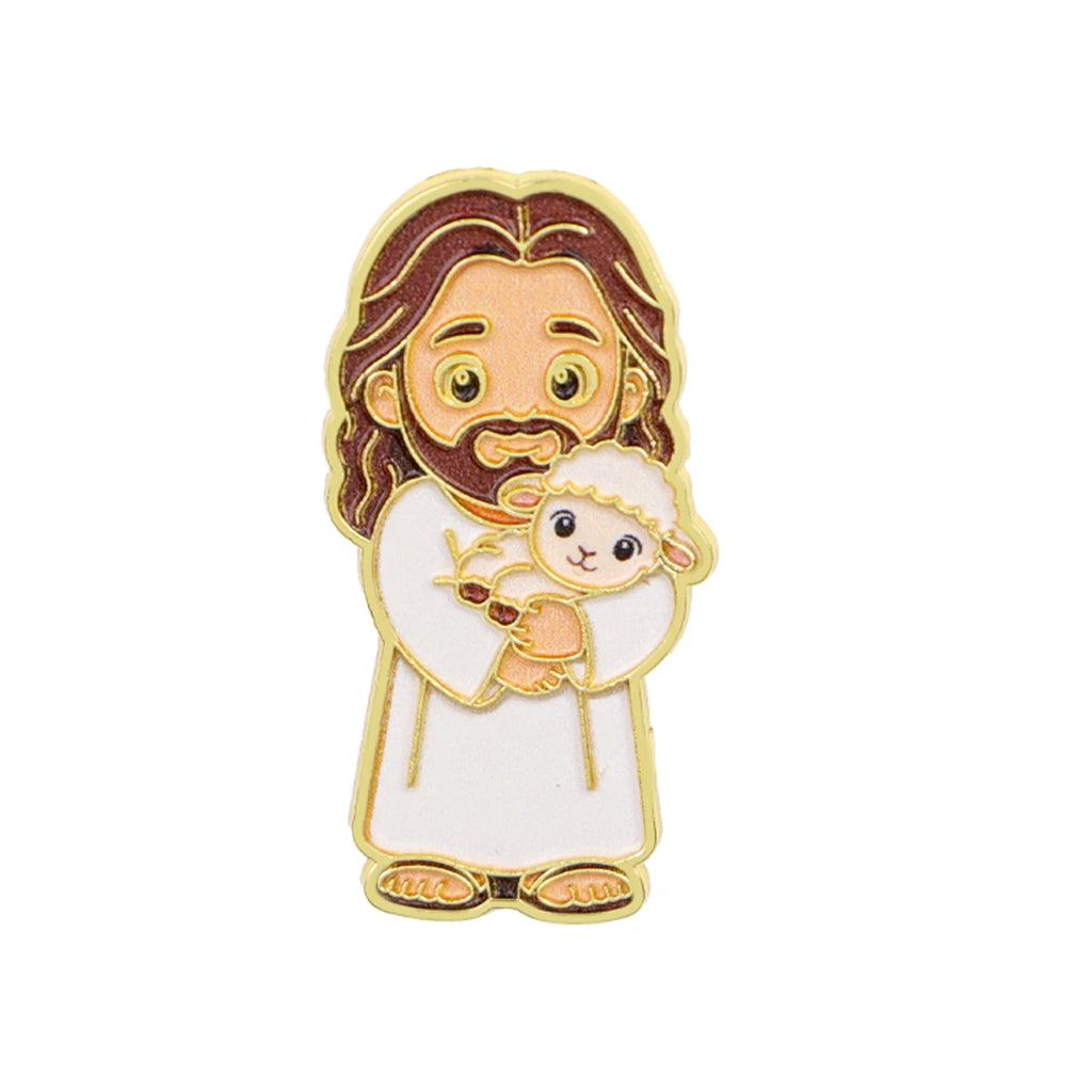 Jesus & Sheep Enamel Pin Cartoon Brooch Pines Lapel Pins Badge on Backpack Clothing Accessories Fashion Jewelry Friends Gifts
