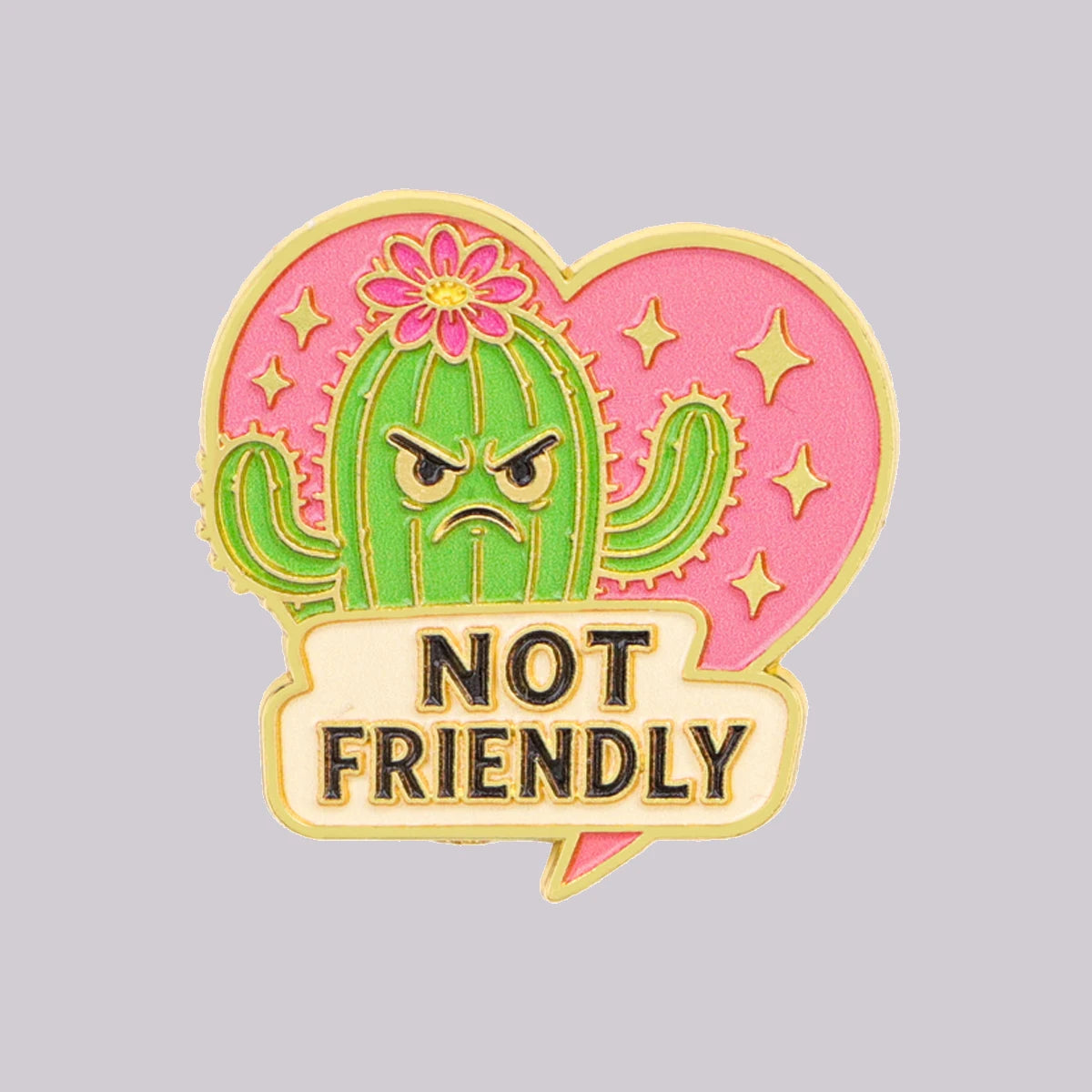 NOT FRIENDLY Enamel Pin Cactus Brooch Pines Lapel Pins Badge on Backpack Clothing Accessories Fashion Jewelry Friends Gifts