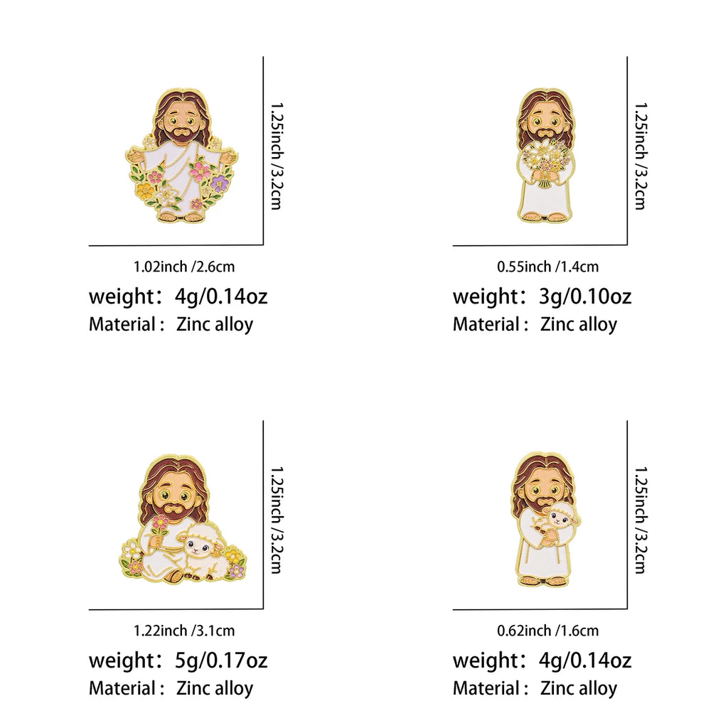Jesus & Sheep Enamel Pin Cartoon Brooch Pines Lapel Pins Badge on Backpack Clothing Accessories Fashion Jewelry Friends Gifts