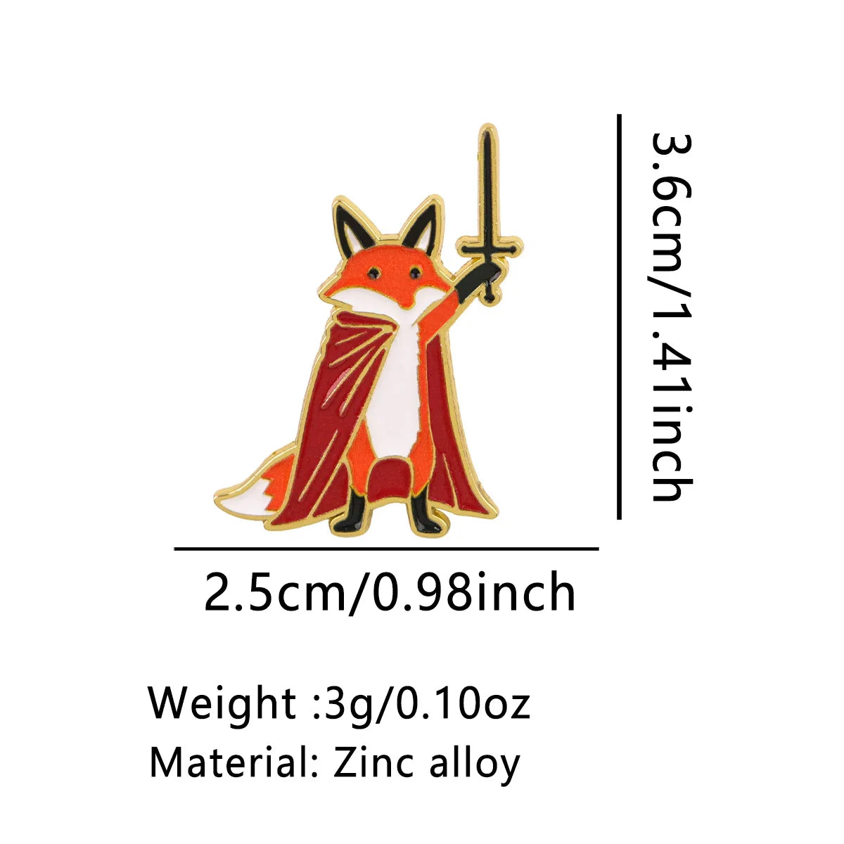 Cute Fox Knight with Sword Pin
