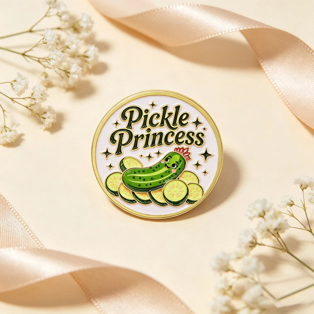 Pickle Princess Enamel Pin Cucumber Brooch Lapel Pins Badge on Backpack Clothing Accessories Fashion Jewelry Friends Gifts