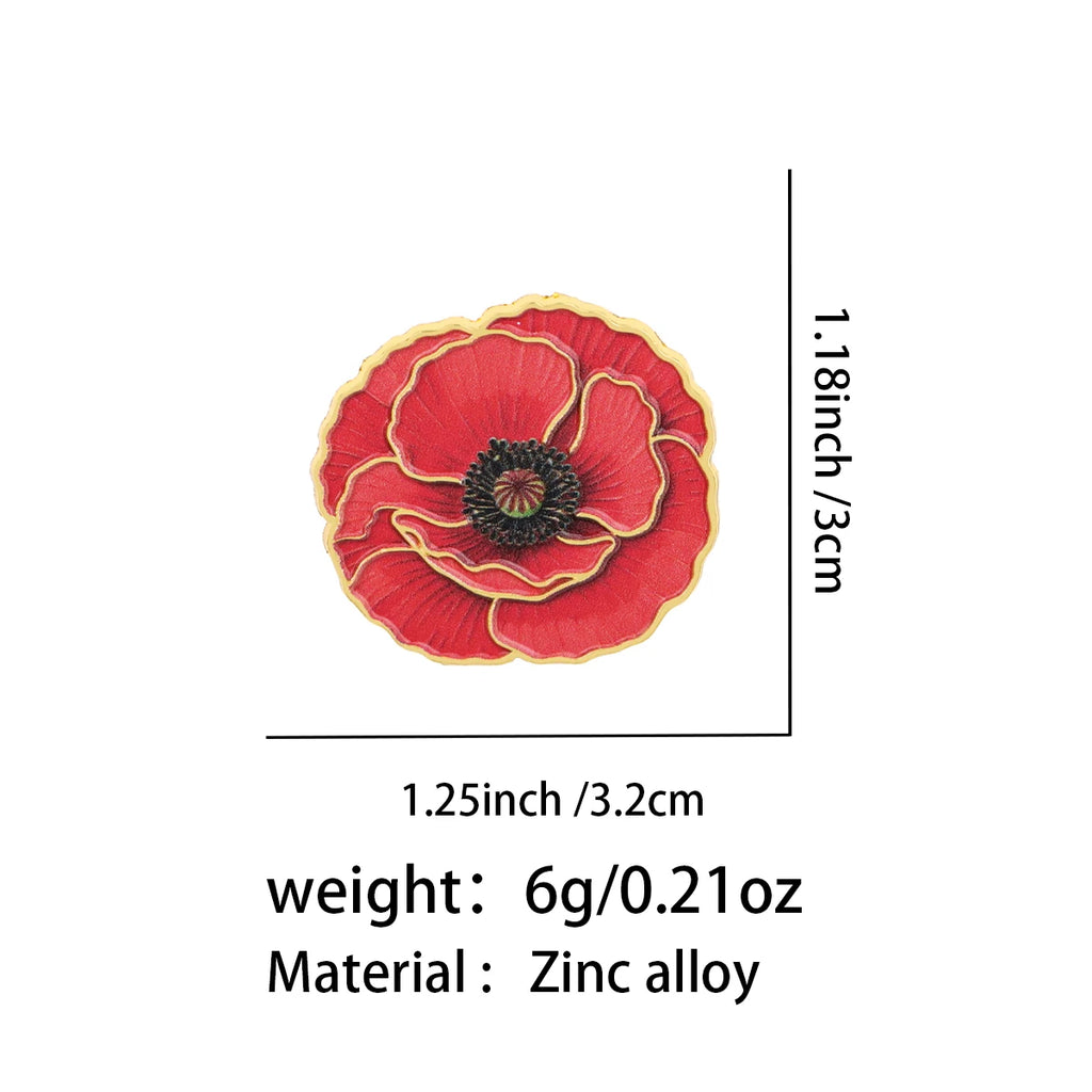Red Flowers Enamel Pin Poppy Brooch Pines Lapel Pins Badge on Backpack Clothing Accessories Fashion Jewelry Friends Gifts