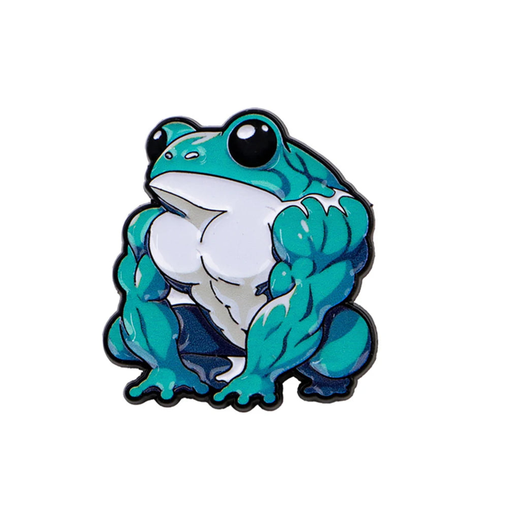 Muskulöser blauer Frosch-Pin