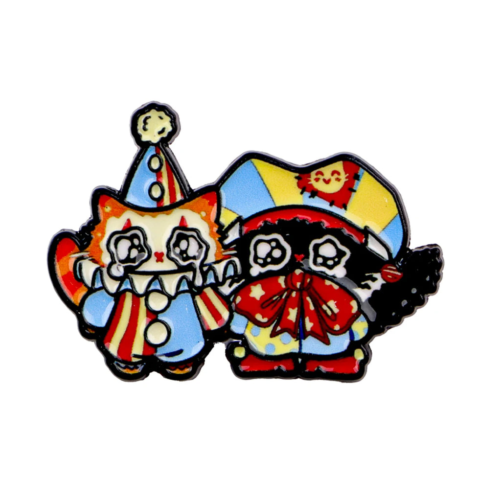 Crying Kittens in Clown Costumes Pin
